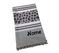 Fouta animalier Personalizzata. Telo mare grande 100x200cm in cotone. Asciugamano da spiaggia maculato idea regalo. (1, Grigio)