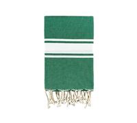 Fouta Singolo Tunisino Tinta Unita Classic 100% Cotone Riciclato 100x200cm Con Frange Telo Mare Pareo (Verde)