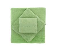 Foutastic Luxurious - Set di 3 teli da bagno, 100% cotone, 500 g/m², incluso panno per lavaggio a mano (30 x 50 cm), asciugamano da bagno (50 x 90 cm), colore verde elegante, lavabile in lavatrice