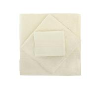Foutastic Luxurious - Set di 3 teli da bagno, 100% cotone, color crema, incluso panno per lavaggio (30 x 50 cm), asciugamano a mano (50 x 90 cm), asciugamano da bagno (70 x 140 cm), lavabile in