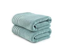 Foutastic Set di 2 asciugamani da bagno di lusso, 100% microfibra, 75 x 150 cm, 450 g/m², lavabili in lavatrice a 40 °C, verde elegante per una sensazione di benessere