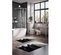 Foutastic Set di 2 tappetini da bagno morbidi e assorbenti, 100% poliestere, antiscivolo, antibatterici, 40 x 60 cm e 60 x 100 cm, lavabili in lavatrice, resistenti