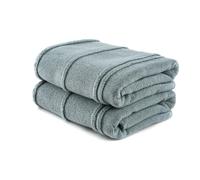Foutastic Set di asciugamani da bagno di lusso (2 pezzi), 100% microfibra, 75 x 150 cm, 450 g/m², lavabile in lavatrice a 40 °C, verde elegante per una sensazione di benessere
