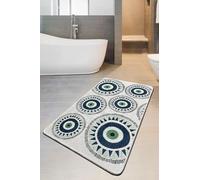 Foutastic Tappetino da bagno antibatterico, 70 x 120 cm, grigio/blu scuro/verde, 100% poliestere, altezza del pelo 10 mm, antiscivolo, lavabile in lavatrice a 30 °C, per un maggiore comfort in bagno
