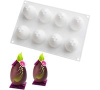 FOUTP 3D Easter Egg Silicone Molds 8 Cavity Food Grade Mousse Cake Mold Non-Stick Heat Resistant Chocolate Baking Pan DIY Dessert Tools for Cupcake Pudding Ice Cube Jelly Soap Resin Art