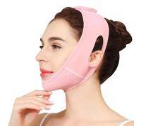 FOUTP Fascia V-Line Lifting Facciale Riduttore Doppio Mento Donna Uomo Maschera Modellante Riutilizzabile Benda Snellente Antirughe Sostegno Mento per Contorni Viso Definiti e Rassodati (Rosa)