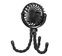 FOUTP Portable Rechargeable Battery Fan with Flexible Tripod Stand, 360° Rotation, 3 Speeds Strong Airflow, Baby Safe Design for Stroller Crib Car Seat Bike Camping Desk, Long Lasting Quiet (black)