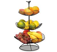 FOUVIN Fruit Etagere 3 livelli Portafrutta Portafrutta in metallo per più spazio sul piano di lavoro - Mantiene fresche frutta e verdura - Alzata per frutta con 3 ciotole Dimensioni: 31 cm 25 cm 20 cm