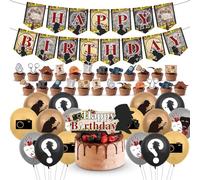 Fouvin Set di 32 decorazioni di compleanno per detective per feste del crimine - accessori - Banner - Decorazione per cupcake - Palloncini 1920