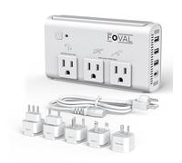 FOVAL - Convertitore di tensione da viaggio da 2000 W per asciugacapelli, convertitore di potenza ridotta da 220 V a 110 V per ferro arricciacapelli, piastra con ricarica USB a 4 porte US/AU/UK/EU/IT