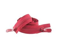 FOVAOK 2 cerniere lampo in resina multicolore, 8#, 120 cm, per cucito, doppi cursori, cerniera con estremità aperta, per giacche, cappotti, accessori per cucito, abbigliamento (rosso)
