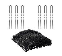 FOVAOK 50 forcine per capelli a forma di U per chignon, in metallo, per parrucchieri, spose, barrette per salone di bellezza, strumenti per lo styling dei capelli, 5 cm (nero, 50 pezzi)