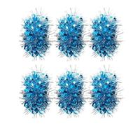 FOVAOK 6 pompon da cheerleader, elastici per coda di cavallo, per feste in costume per feste in maschera, giochi di pallavolo (blu lago)