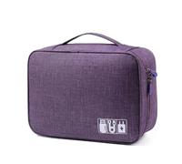 FOVAOK Borsa portaoggetti per cavi, impermeabile, digitale, elettronica, portatile, per caricabatterie, spine, organizer per cavi da viaggio (24,5 x 10 x 18 cm, viola)