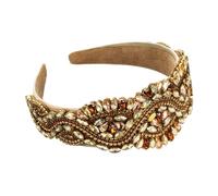 FOVAOK Cerchietto per capelli barocco di lusso, con gemme super lampeggianti, accessorio per capelli da donna, con diamanti e tesa larga (champagne)