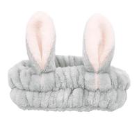 FOVAOK Cerchietto per capelli con orecchie di coniglio in tinta unita, accessori per capelli, antiscivolo, maschera per lavare il viso (grigio)