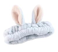 FOVAOK Cerchietto per capelli con orecchie di coniglio in tinta unita, accessori per capelli, antiscivolo, maschera per lavare il viso (azzurro)