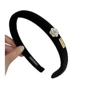 FOVAOK Cerchietto per capelli in velluto nero con camelia, da donna, con perle e fiori (bianco)