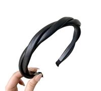FOVAOK Cerchietto per capelli per donne e ragazze, con fiori, in tinta unita, largo, accessorio per capelli (nero)