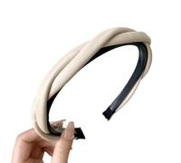 FOVAOK Cerchietto per capelli per donne e ragazze, con fiori, in tinta unita, largo, accessorio per capelli (bianco)