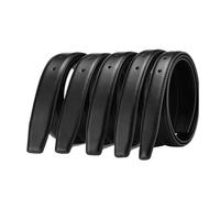 FOVAOK Cintura in vera pelle senza fibbia per fibbia automatica fibbia 2,4 cm 2,8 cm 3,0 cm 3,2 cm 3,5 cm 3,8 cm larghezza cintura da uomo nera, 3 cm con fori, 125 cm