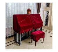 FOVAOK Copertura classica in velluto per pianoforte verticale, antipolvere, copertura antipolvere per pianoforte verticale verticale universale (rosso, panca 56 x 36 cm)