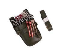 FOVAOK Custodia in vera pelle per parrucchieri, barbieri, forbici, borsa con clip per borsa con cintura in vita, Verde, 2PCS