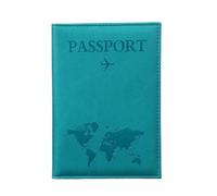 FOVAOK Custodia per passaporto con mappa del mondo, stampa a caldo, semplice aereo, per donne e uomini, regalo di nozze alla moda, Blu cielo., Taglia unica