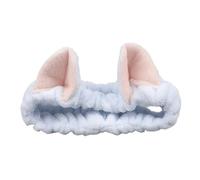FOVAOK Fasce per capelli con orecchie di gatto, per donne e ragazze, in pile corallo, accessorio per capelli per la cura della pelle (azzurro)