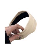 FOVAOK Fasce per capelli in tessuto di velluto viola lavorato a maglia con bordi larghi, per autunno e inverno, design a nicchia, accessori per capelli con teschio alto (2 beige)