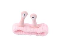 FOVAOK Fascia per capelli con lumaca con occhi grandi, per lavare il viso, graziosa fascia elastica per capelli, in morbido pile di corallo, per donne e ragazze (rosa)