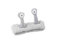FOVAOK Fascia per capelli con lumaca con occhi grandi, per lavare il viso, graziosa fascia elastica per capelli, in morbido pile di corallo, per donne e ragazze (grigio)