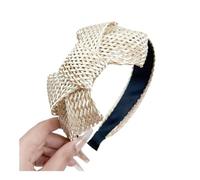 FOVAOK Fascia per capelli intrecciata a quadri, accessorio per capelli versatile con fiocco di personalità (beige 2)