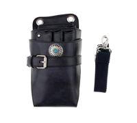 FOVAOK Fondina in vera pelle per parrucchieri, parrucchieri, barbieri, forbici da parrucchiere, Nero , 2PCS