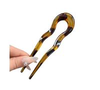 FOVAOK Forchetta per capelli a forma di U, alla moda, in acetato di tartaruga, con design geometrico, per donne e ragazze (B)