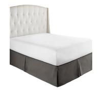 FOVAOK Mantovana giroletto plissettata su misura, comoda, morbida, con tessuto resistente alle pieghe e allo sbiadimento, altezza 38 cm (senza piattaforma) (grigio scuro, 140 x 200 x 35 cm)