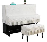 FOVAOK Mezza copertura per pianoforte verticale, leggera, antipolvere, in morbido tessuto di alta qualità, protezione per pianoforte verticale con coprisedia (01, copertura per sedia doppia)