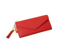 FOVAOK Moda Donne Portafogli Semplice Cerniera Borse Nero Bianco Grigio Rosso Sezione Lunga Frizione Portafoglio Morbido PU Leather Money Bag, Rosso 1, Taglia unica