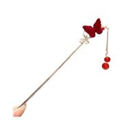 FOVAOK Nuovo Anno Stile Nazionale Forcina Donna High-end Elegante Copricapo Ornamenti per Capelli Nuovo Cinese Rosa Rossa Tornante Floccaggio Antico (03)