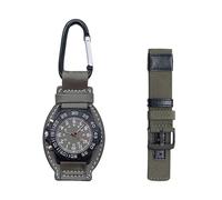 FOVAOK Orologio da tasca con gancio in pelle per esterni, orologio al quarzo con display analogico, per passeggiate e campeggio, alla moda, Pelle Verde, misura unica