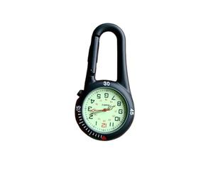 FOVAOK Orologio da tasca unisex con moschettone, al quarzo, da appendere, luminoso, per donne, uomini, infermiere, dottori, studenti, regali, Nero , misura unica