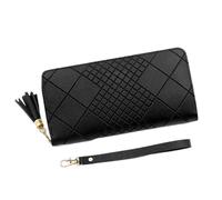 FOVAOK Portamonete con cerniera portamonete da donna porta carte lungo portafoglio in pelle PU grande capacità Lady Wristlet borse per telefono tasca per soldi, Nero , Taglia unica