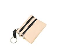 FOVAOK Portamonete in tela con cerniera, mini portafoglio da donna, portamonete solido con portachiavi, portamonete, chiavi, porta carte, Beige, 1 pezzo