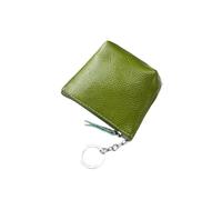 FOVAOK Portamonete portatile in vera pelle, vintage, portachiavi, monete, auricolari, per donne e uomini, mini portafoglio, Verde, Taglia unica