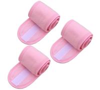 FOVAOK Set di 3 fasce per capelli regolabili per spa, da donna, per yoga, bagno, doccia, trucco, lavaggio viso, cosmetici, fasce per capelli (3 pezzi, rosa)