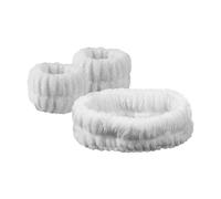 FOVAOK Set di 3 fasce per il lavaggio del viso in flanella, 12 colori, antiscivolo, assorbenti, unisex, per trucco, spa, yoga, supporto da polso (bianco)