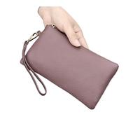 FOVAOK Stile semplice ad alta capacità da donna in vera pelle porta telefono lunga borsa con cerniera pochette borsa con cinturino da polso, Viola, Taglia unica