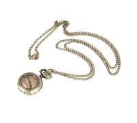 FOVAOK Vintage Pocket Piccolo Orologio Steampunk Quarzo con Catena Hollow Cuore Cover Collana Bronzo Colore Lega Orologio Uomo Regalo, Marrone retrò., misura unica
