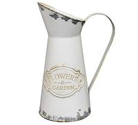 Fovasen Vaso alto in stile francese rustico shabby chic galvanizzato primitivo vintage vaso in metallo brocca vaso per fiori fattoria country brocca vaso supporto per la decorazione della casa bianco