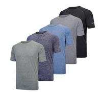 fovdtaa Confezione da 5 magliette da uomo a maniche corte con scollo rotondo, per palestra, allenamento, corsa, traspirante, maglietta sportiva a maniche corte, S